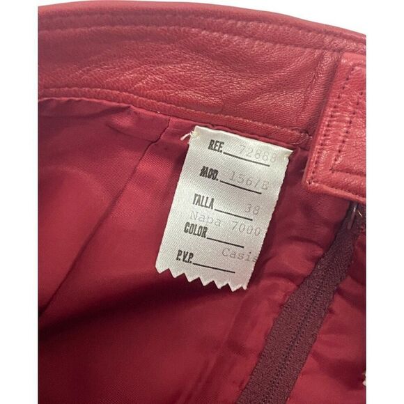 Loewe Womens Nappa Leather Skirt EU 38 US M 4 6 Red Pencil Vintage Knee Length - Picture 4 of 7